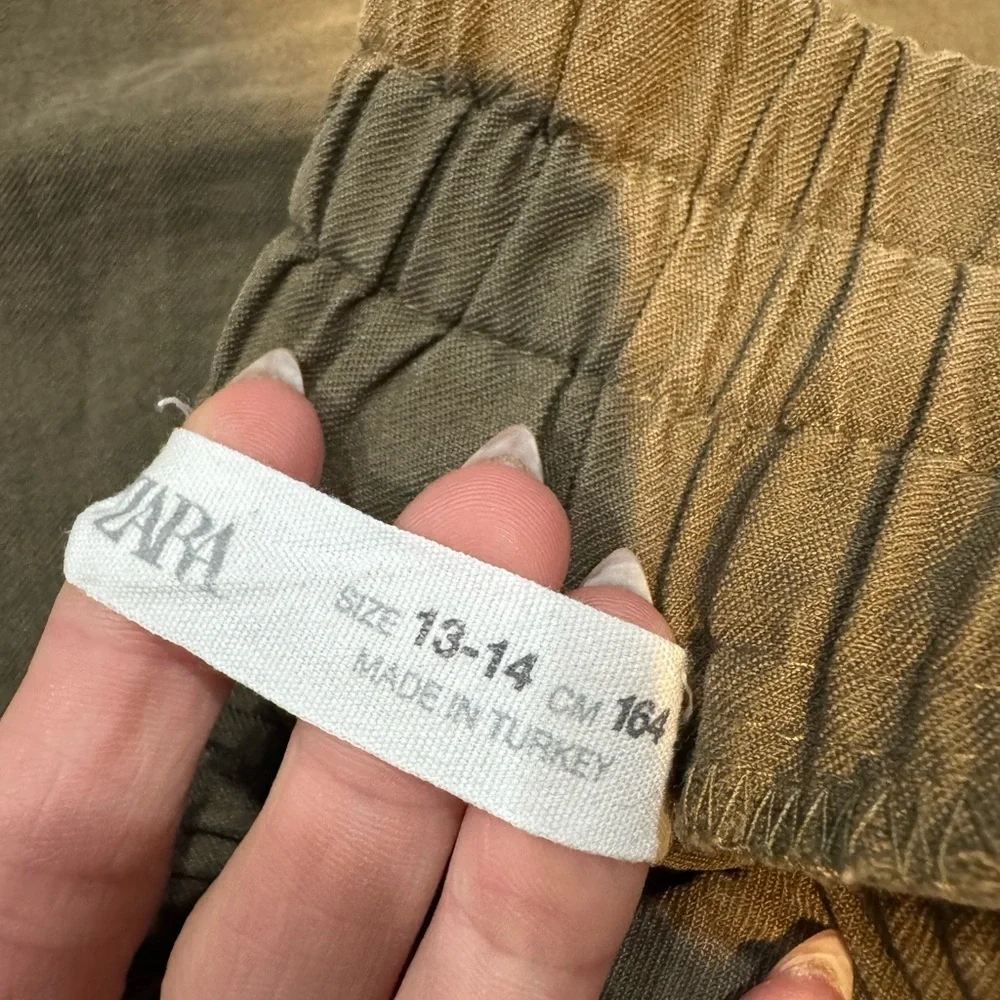 Girls Zara green wide leg crop Pants